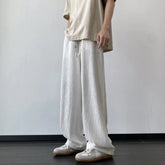 Hearujoy Summer Casual Pants Men Fashion White Wide Leg Pants Men Streetwear Loose Ice Silk Pants Mens Oversized Pleated Trousers M-3XL